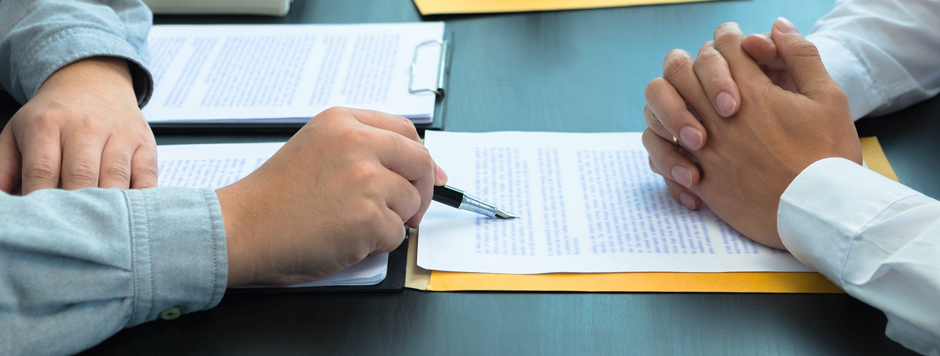 Lawyers looking at a document